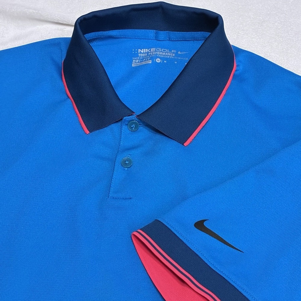 Nike Golf Tour Performance Dri-Fit Blue S/S Athletic Polo Shirt Men's Medium